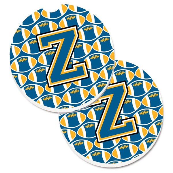 Carolines Treasures Letter Z Football Blue and Gold Cup Holder Car Coaster, PK2 CJ1077-ZCARC - main